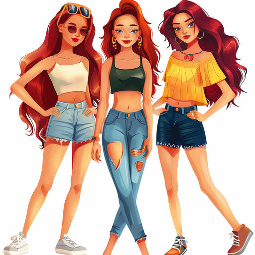 Illustration of friends in photo realistic style with flat white background