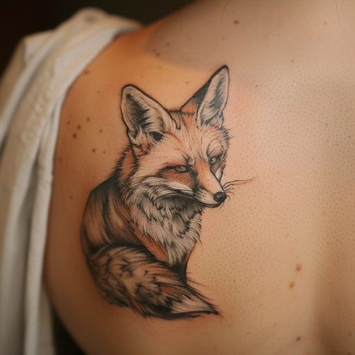 Delicate fox in artistic style on white background