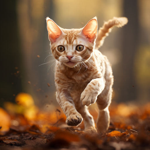 Devon rex cat running