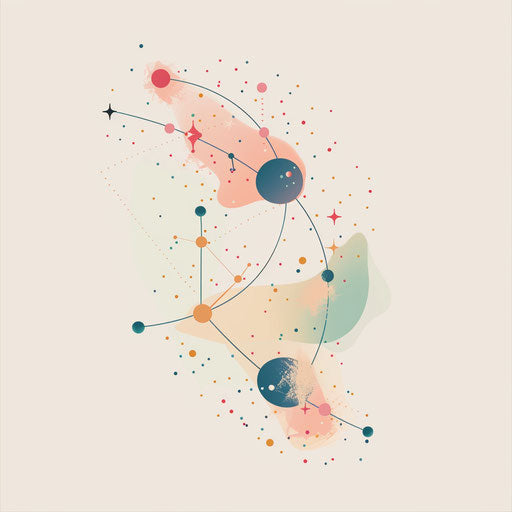 Gemini constellation in flat tattoo style, pastel colors