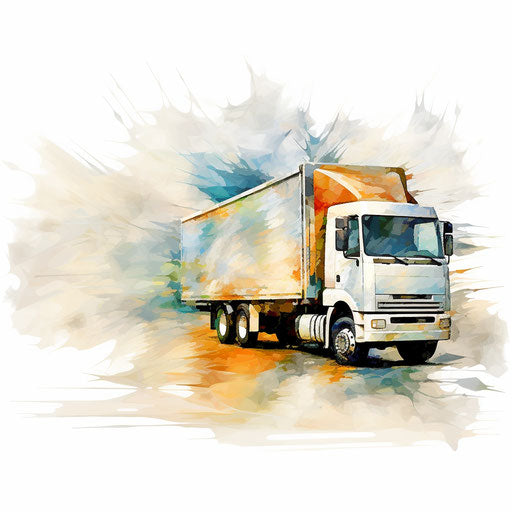 Truck clipart in the style of Impressionistic Art, on a white background