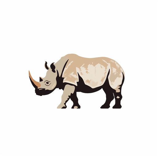 Minimalist Rhino Clipart on White Background