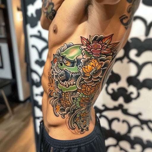 Rib tattoos for men with bold outlines