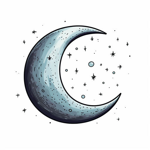 Minimalist moon illustration on white background