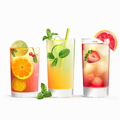 Realistic drinks clipart on flat white background