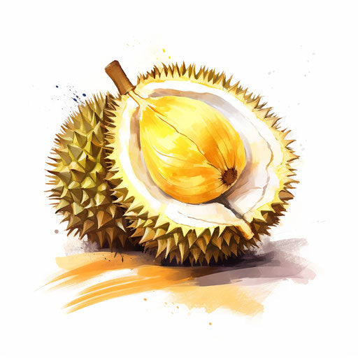 Durian clipart in the style of Impressionistic Art, on a white background
