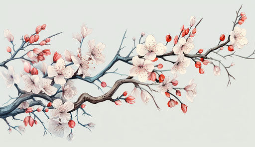Realistic drawing of a blossoming branch