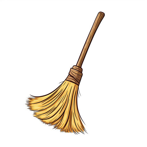 Minimalist style broom clipart on white background
