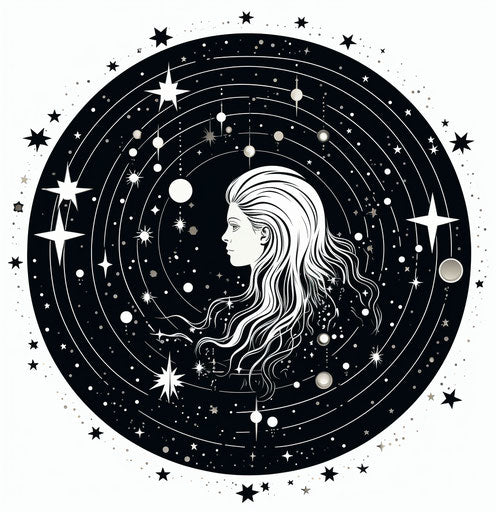 Stars and constellation in minimalist black and white drawing style