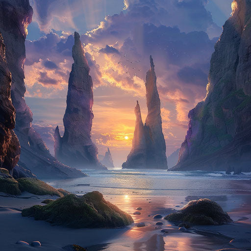 Majestic cove with towering rock formations