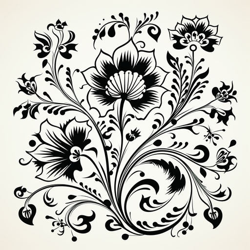 Ethnic flower motif in Ottoman tattoo style