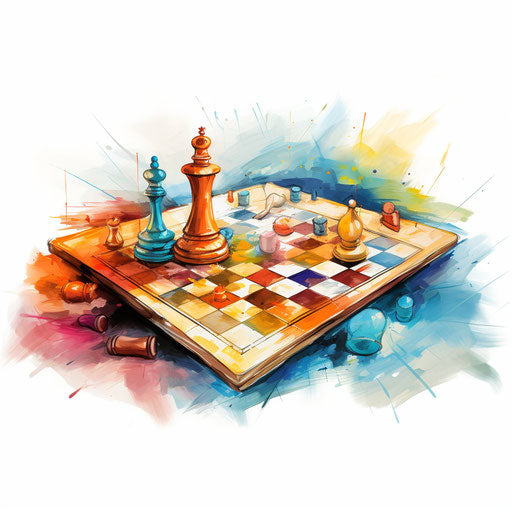 Board game clipart in the style of Impressionistic Art