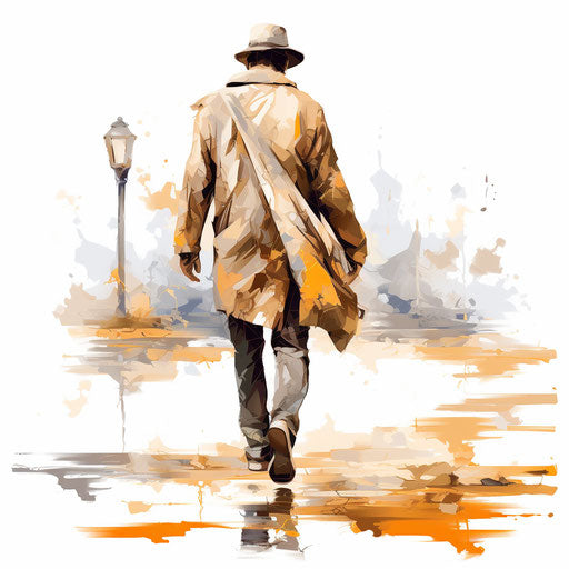 Walking illustration in the style of oil painting