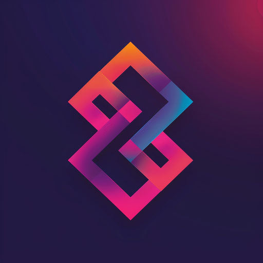 Modern, geometric logo for a clothing brand with a gradient background, vibrant colors