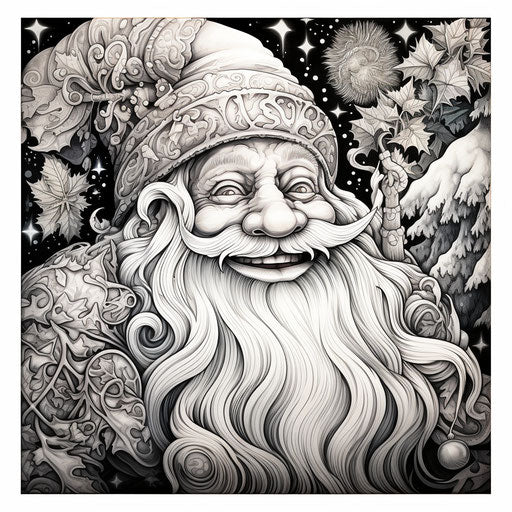 Mascot coloring page with Santa Claus, detailed hyperrealism style