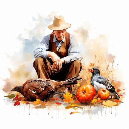 Grateful depiction in the style of Oil painting, on a white background