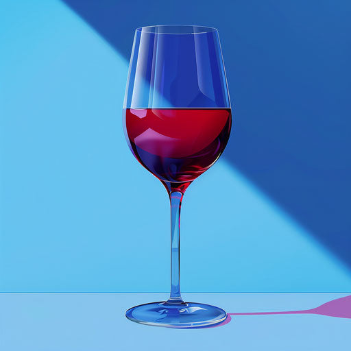 On a flat, royal blue background, a photo realistic wine clipart shines with enhanced vibrancy and clear contours