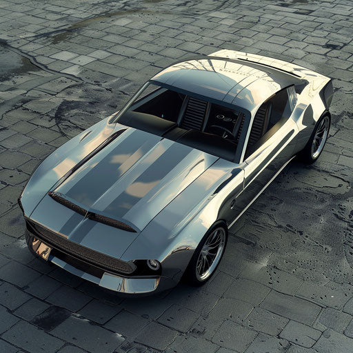 Futuristic Classic Mustang GT Shelby with Transparent Glass Roof