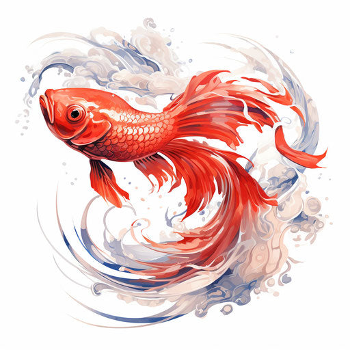 Elegant red fish, subtle luminosity, Chinese style