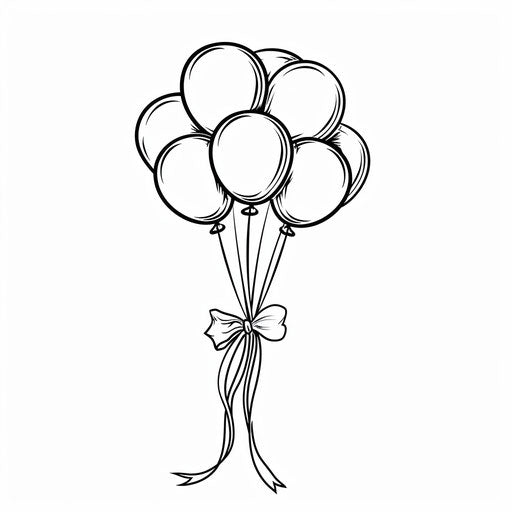 Colorful balloons tied with a ribbon