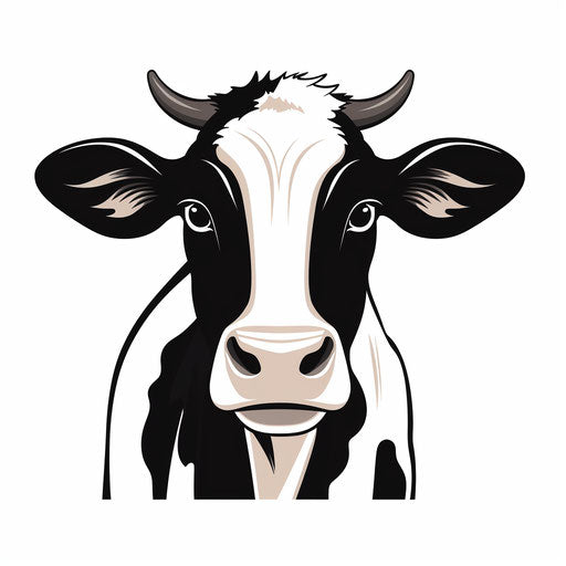 Cow in minimalist style on white background