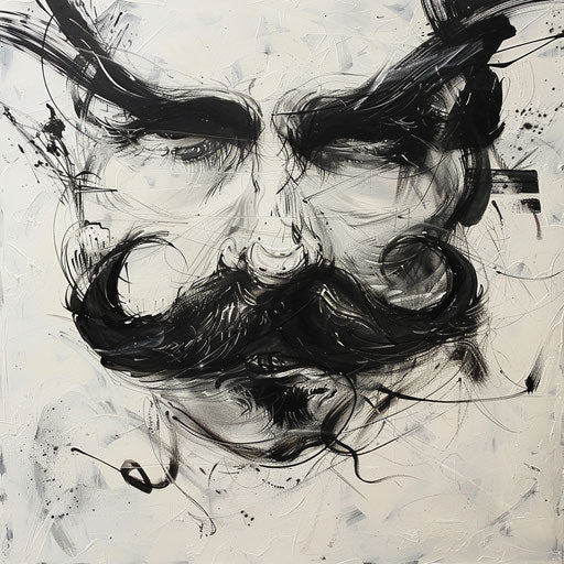 Impressionistic tattoo sketch of a mustache with loose, expressive paintwork