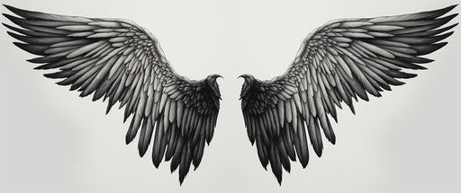Angel wings tattoo design, detailed artistic style