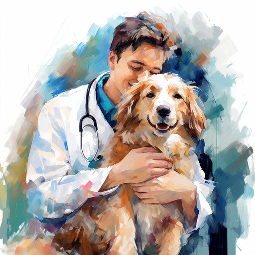 Vet in Impressionistic Art style on white background