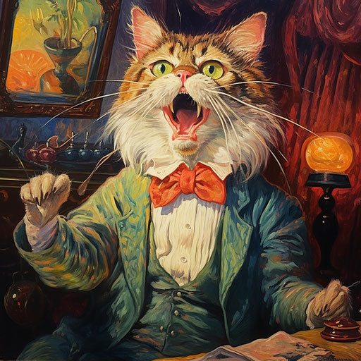 Louis Wain's cat meowing