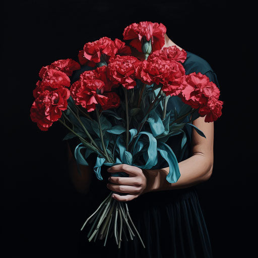 Christmas bouquet, flowerpunk style, dark aquamarine and red