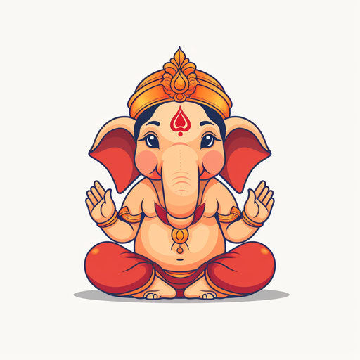 Ganesh clipart in minimalist style, on white background