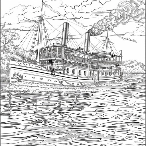 Detailed view of a steamboat with large paddles on a river