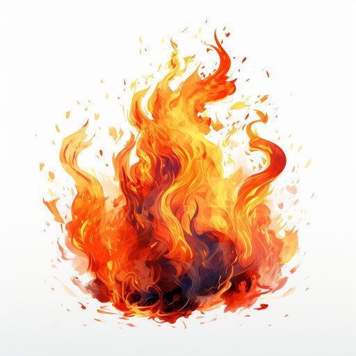 Fire illustration in the style of Oil painting, on a white background