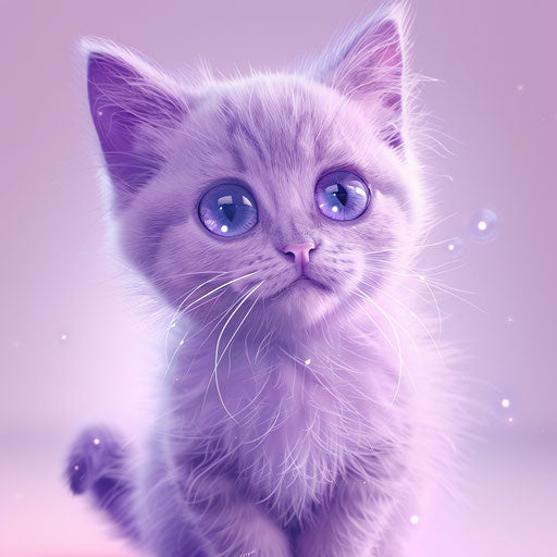 Cute cat on lila flat background with glossy finish