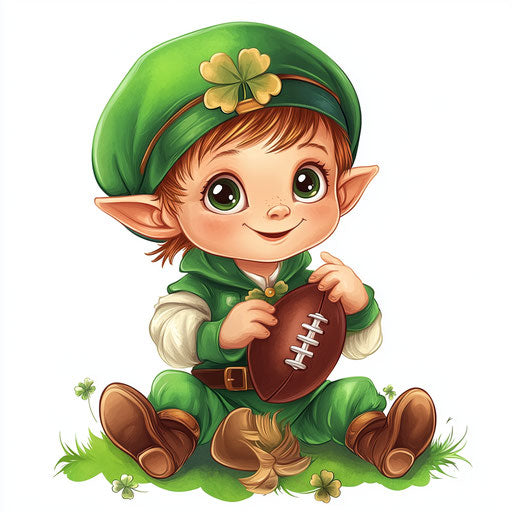 St. Patrick's Day-themed baby leprechaun with football clipart