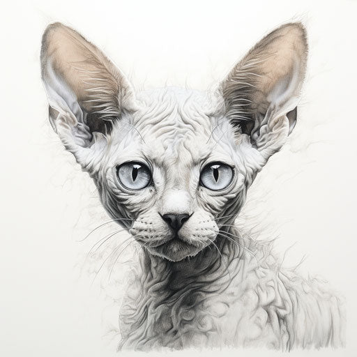 Devon Rex cat sketch