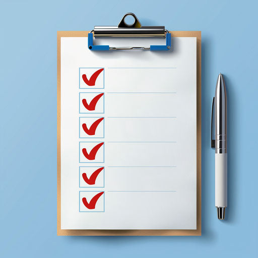 Realistic checklist clipart on blue background with soft focus