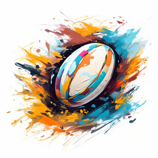 Rugby ball in Impressionistic Art style, on white background