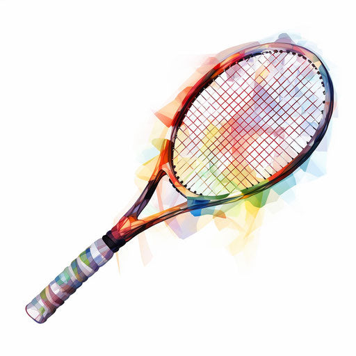 Tennis racket clipart in the style of Oil painting, white background