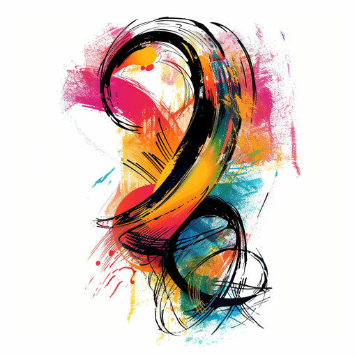 Expressionist tattoo sketch of a hakuna matata symbol with dynamic brush strokes and vivid colors