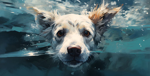 Dog swimming with head out of water