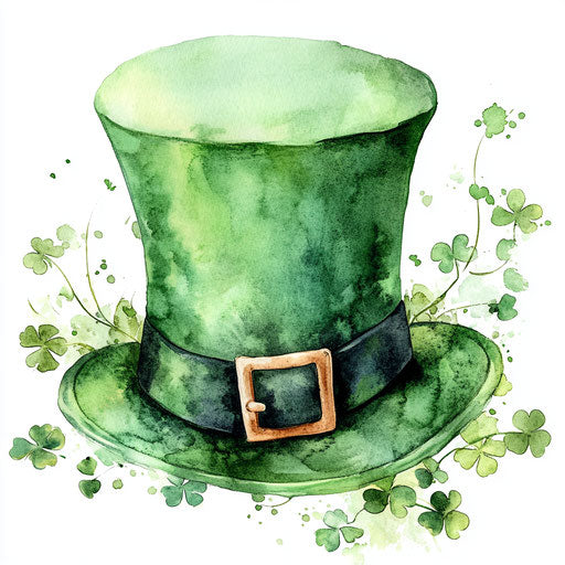 Watercolor St. Patrick's Day hat, white background