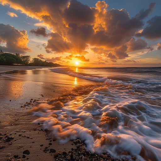 Vibrant sunrise at Nusa Dua Beach, Indonesia