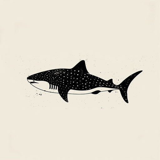 Minimalist flat tattoo sketch of a whale shark silhouette