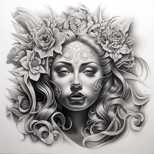 A chicano tattoo on white paper