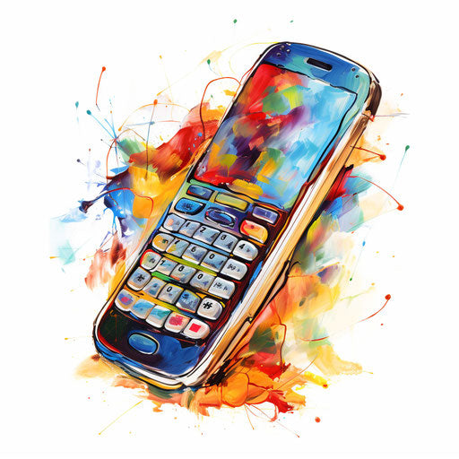 Mobile phone illustration in the style of Impressionistic Art