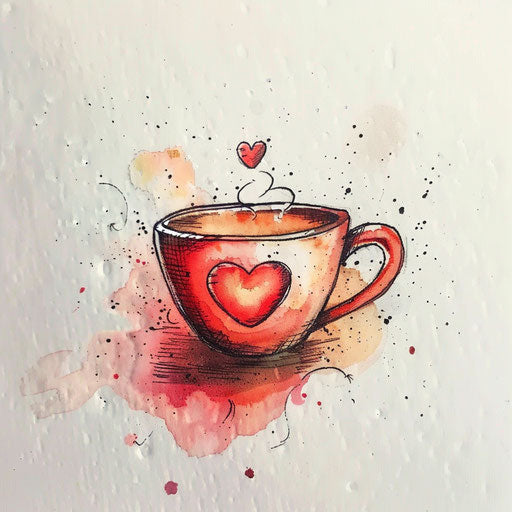 Charming tattoo sketch of a coffee cup with a heart