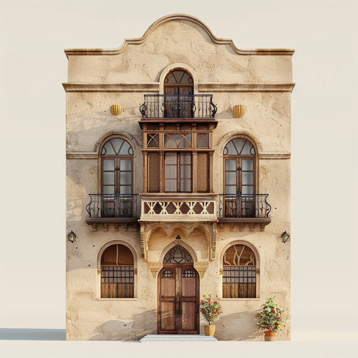 High quality building clipart on flat beige background