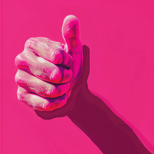Thumb clipart on bright magenta background with detailed texture
