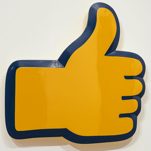 Thumbs up sign in dark yellow and light indigo style